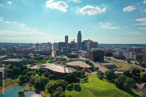 Aerial view of downtown Omaha Nebraska, USA