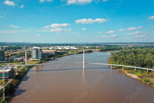 Downtown Omaha Nebraska drone view