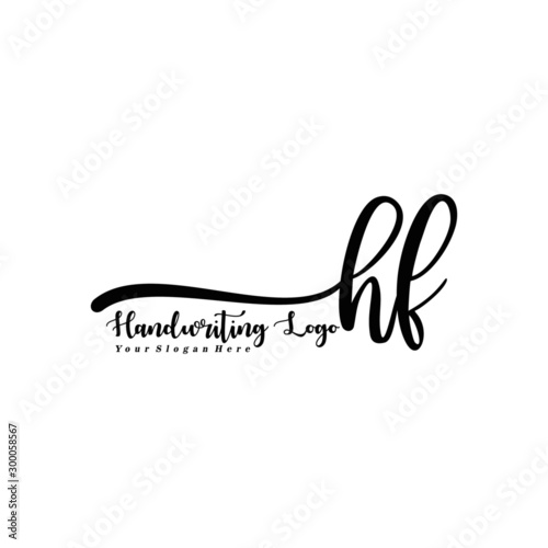 HF Letter Handwriting Vector. Black Handwriting Logo