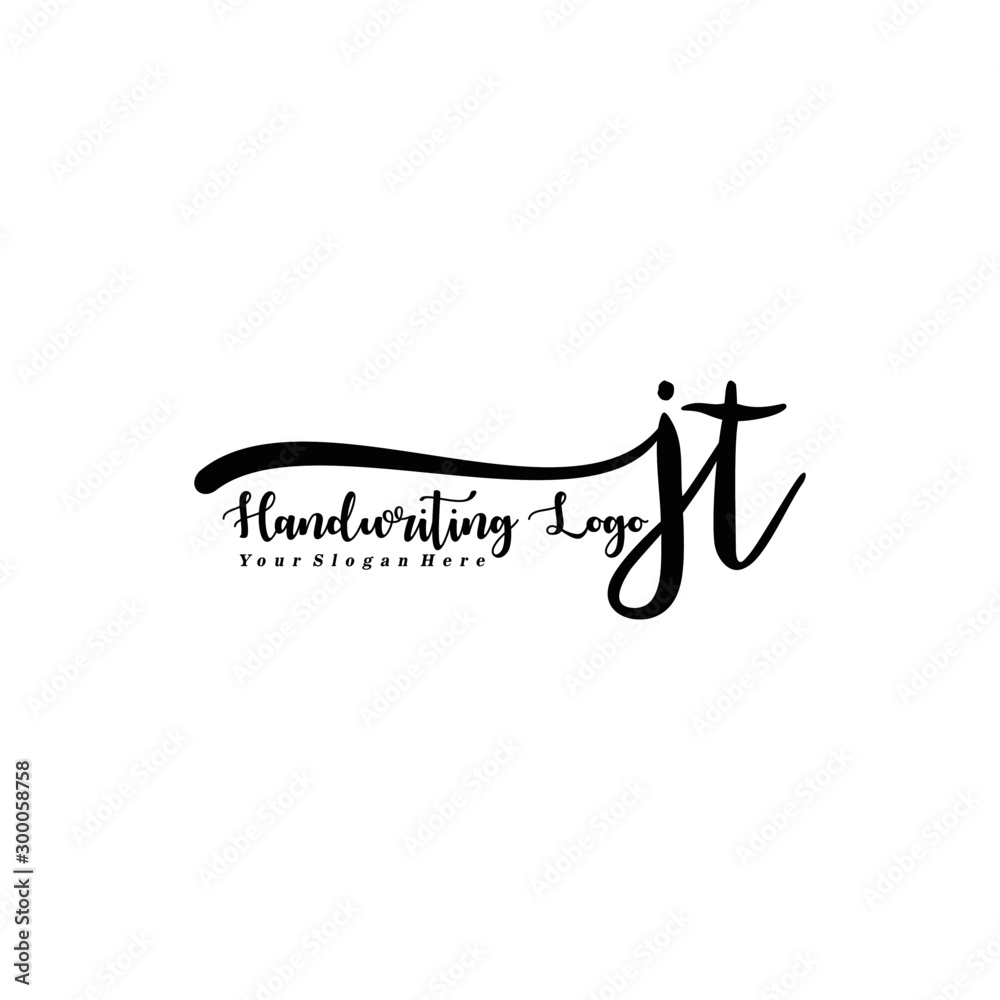 Fototapeta premium JT Letter Handwriting Vector. Black Handwriting Logo