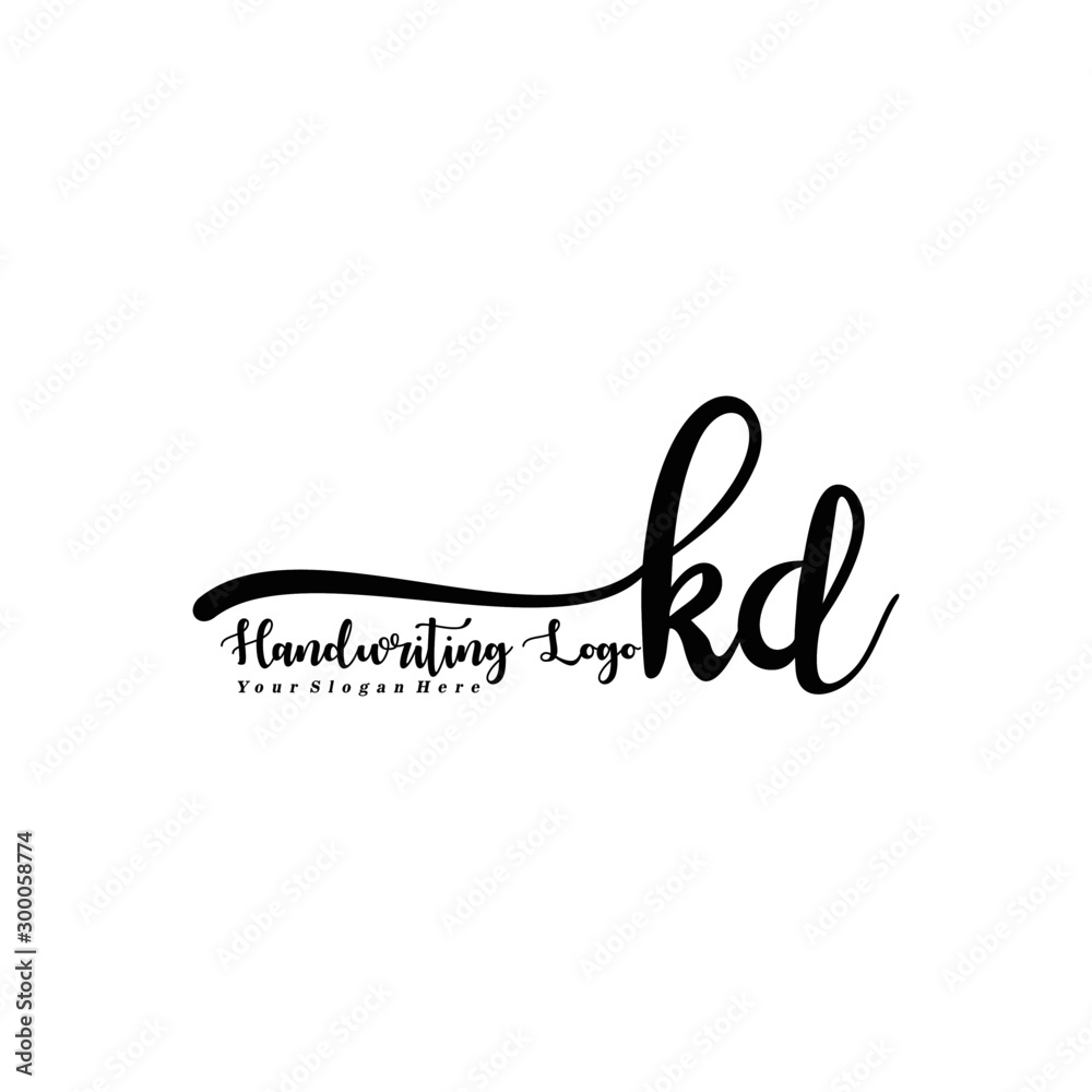 Fototapeta premium KD Letter Handwriting Vector. Black Handwriting Logo