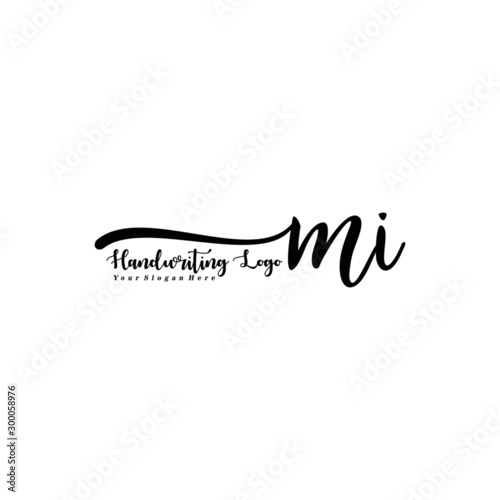 MI Letter Handwriting Vector. Black Handwriting Logo