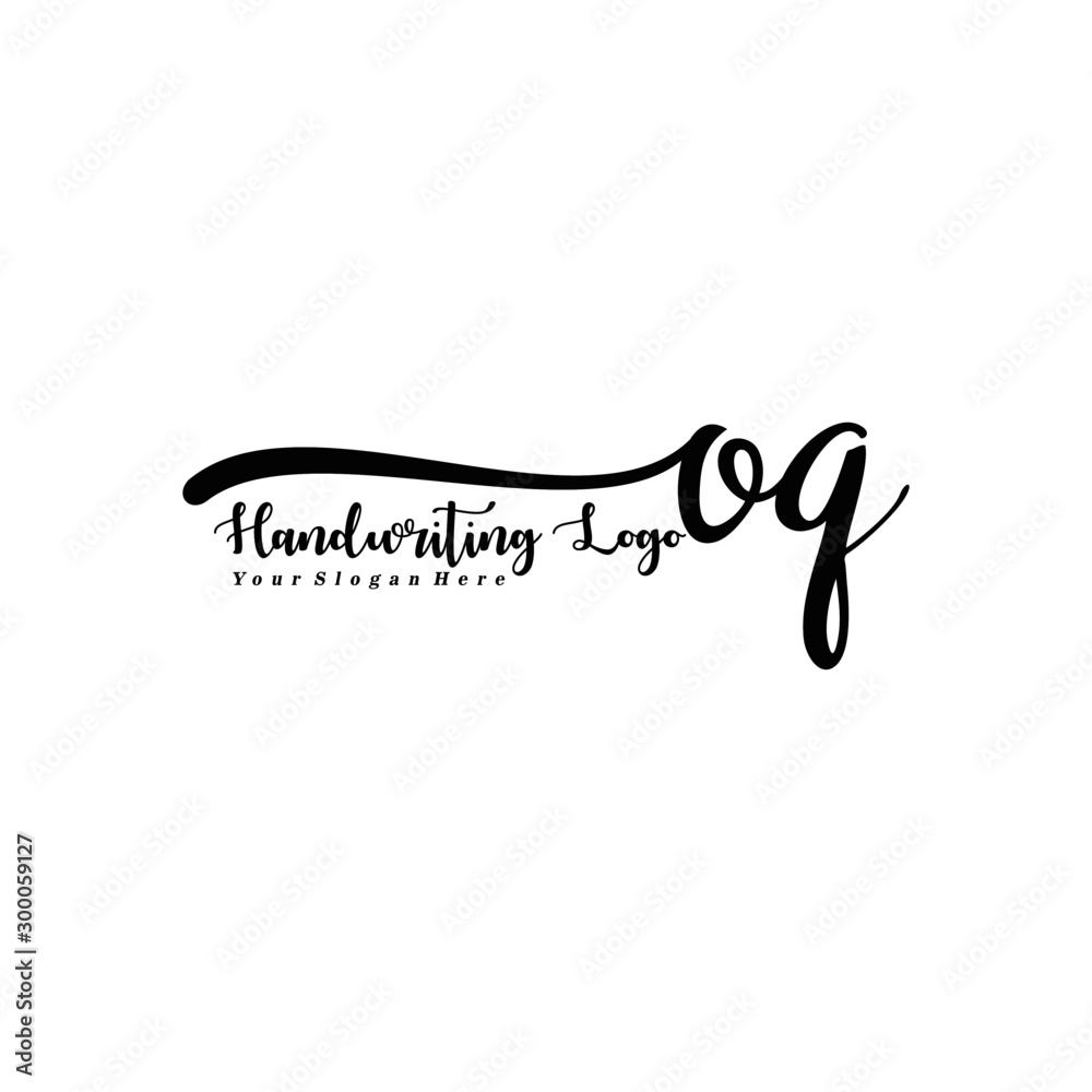 OQ Letter Handwriting Vector. Black Handwriting Logo OQ Letter Handwriting Vector. Black Handwriting Logo