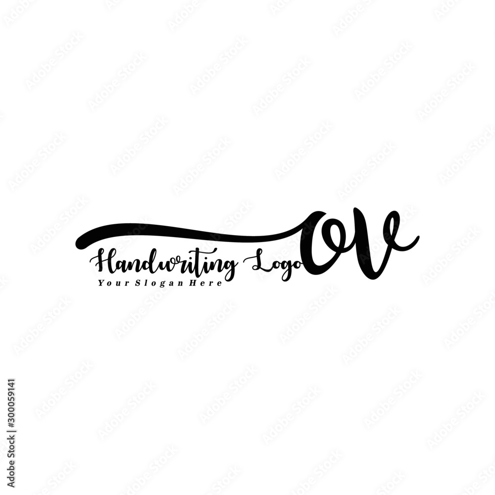 OV Letter Handwriting Vector. Black Handwriting Logo OV Letter Handwriting Vector. Black Handwriting Logo