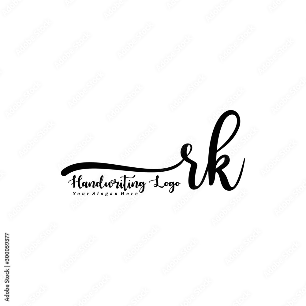 Fototapeta premium RK Letter Handwriting Vector. Black Handwriting Logo