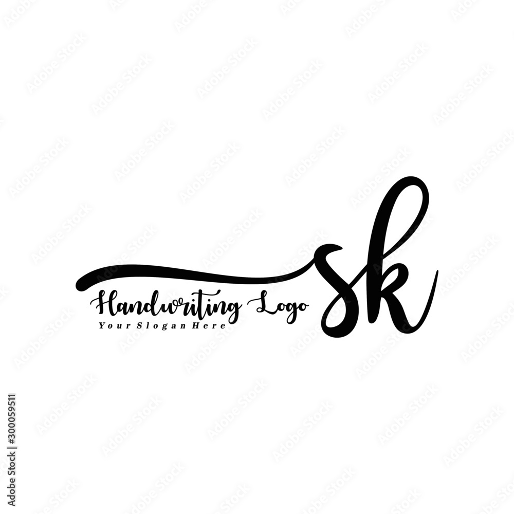 SK Letter Handwriting Vector. Black Handwriting Logo SK Letter Handwriting Vector. Black Handwriting Logo