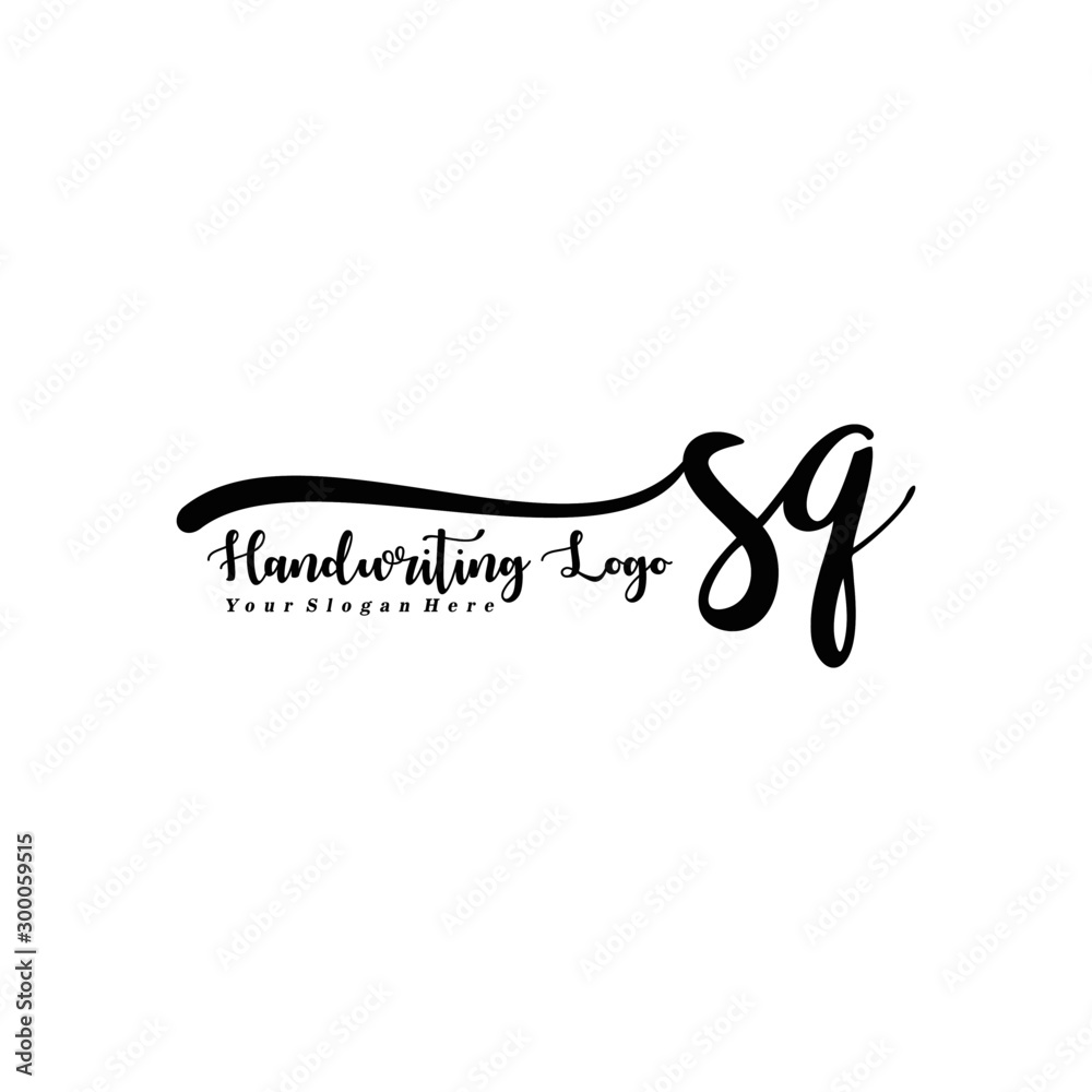 SQ Letter Handwriting Vector. Black Handwriting Logo SQ Letter Handwriting Vector. Black Handwriting Logo