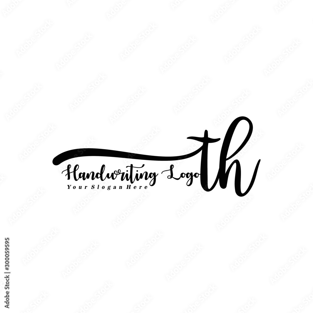 TH Letter Handwriting Vector. Black Handwriting Logo TH Letter Handwriting Vector. Black Handwriting Logo