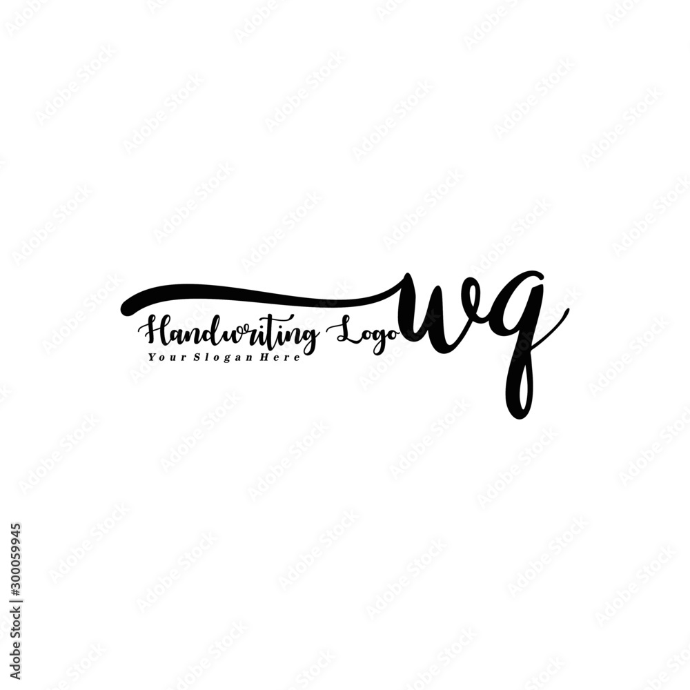 WQ Letter Handwriting Vector. Black Handwriting Logo WQ Letter Handwriting Vector. Black Handwriting Logo