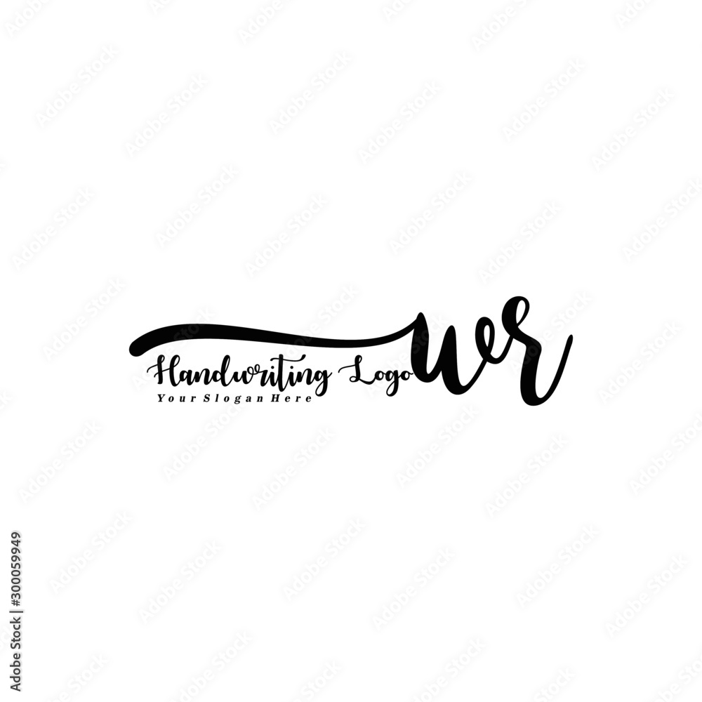 WR Letter Handwriting Vector. Black Handwriting Logo WR Letter Handwriting Vector. Black Handwriting Logo