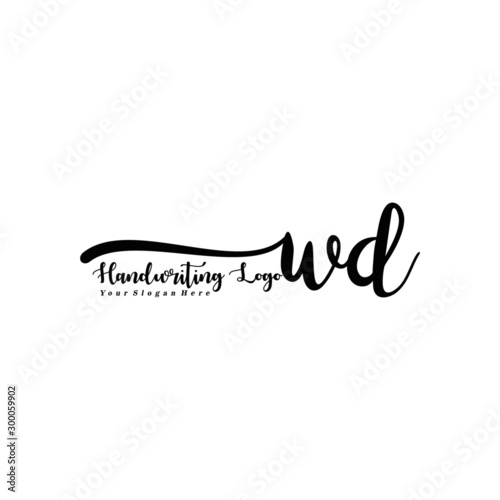 WD Letter Handwriting Vector. Black Handwriting Logo