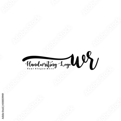 WR Letter Handwriting Vector. Black Handwriting Logo