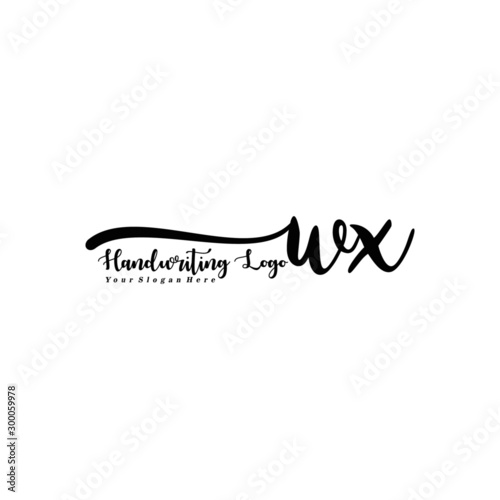 WX Letter Handwriting Vector. Black Handwriting Logo
