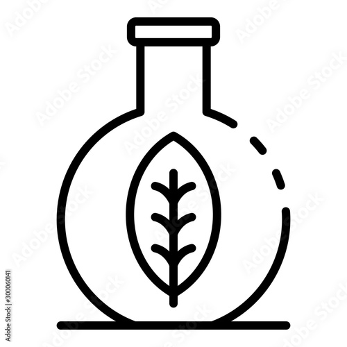 Eco leaf in flask icon. Outline eco leaf in flask vector icon for web design isolated on white background