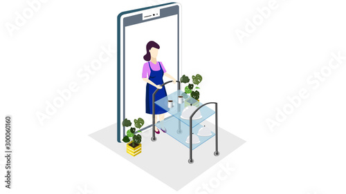 Women with Food Trolly