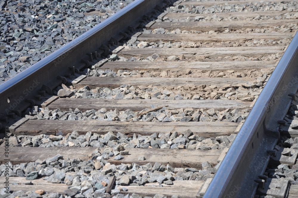 Close up of train tracks