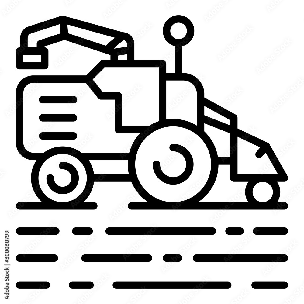 Field working harvester icon. Outline field working harvester vector icon for web design isolated on white background