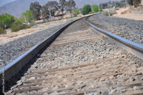 Close up of train tracks