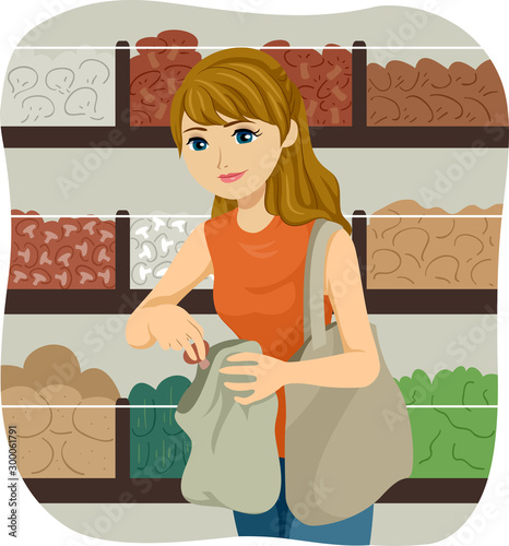 Teen Girl Bulk Shop Bag Ill...