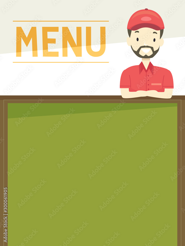 Man Menu Board Illustration Man Menu Board Illustration