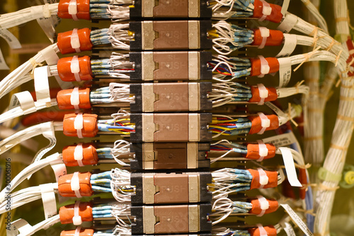 Electrical white wire bundles on a 787 dreamliner aircraft