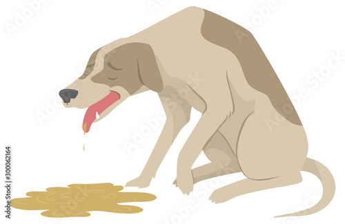 Dog Dying Vomit Illustration