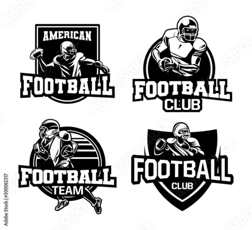 american football logo set in black and white badge