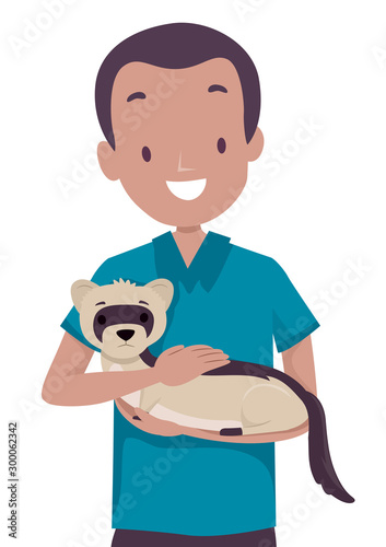 Man Save Ferret Illustration