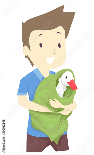 Man Save Goose Illustration