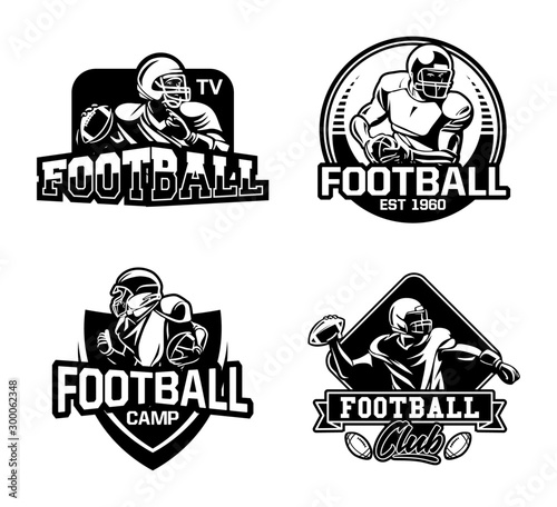 american football league badge collection black and white
