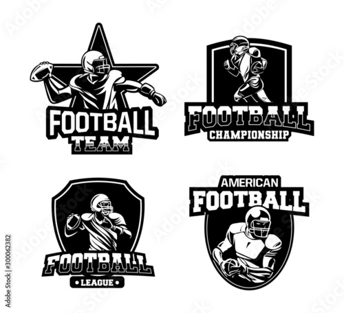 american football champions logo sign vector set