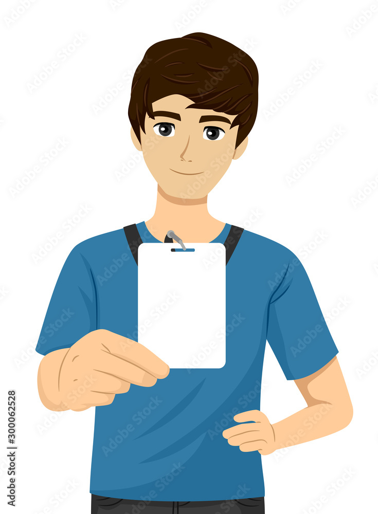 Teen Guy Show School ID Blank Illustration