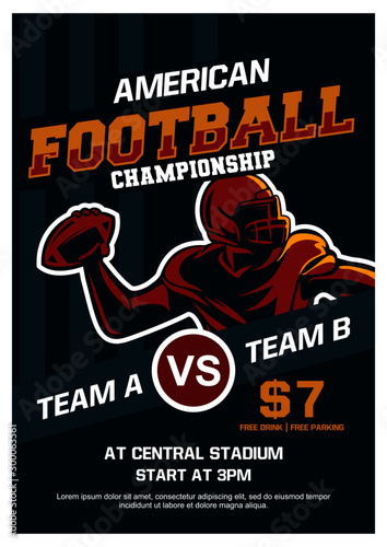 American football championship brochure poster flyer template