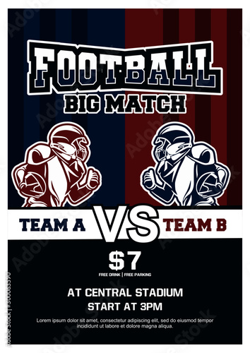 American football championship big match brochure poster flyer template
