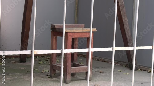 Ankara, Turkey - 2nd of August 2019: 4K The prison museum - Stool used for hanging of capitally convicted in Turkish prison  photo