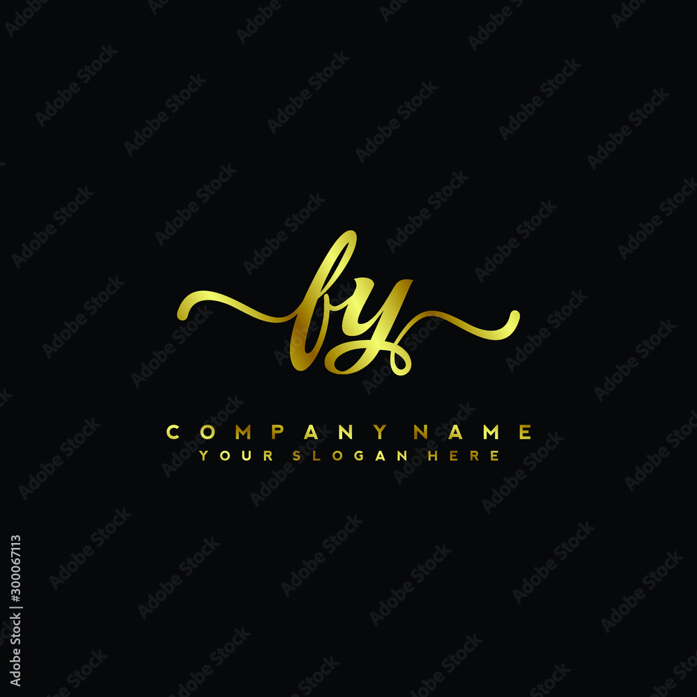 FY Letter Handwriting Vector. gold Handwriting Logo FY Letter Handwriting Vector. gold Handwriting Logo