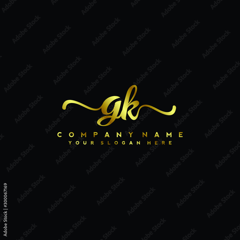 GK Letter Handwriting Vector. gold Handwriting Logo GK Letter Handwriting Vector. gold Handwriting Logo