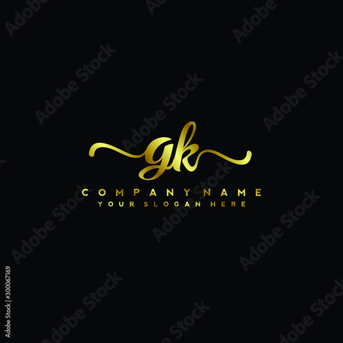 GK Letter Handwriting Vector. gold Handwriting Logo