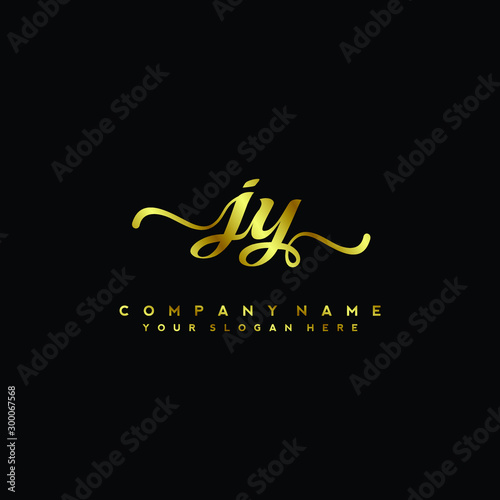 JY Letter Handwriting Vector. gold Handwriting Logo