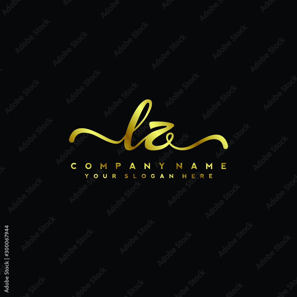 LZ Letter Handwriting Vector. gold Handwriting Logo LZ Letter Handwriting Vector. gold Handwriting Logo