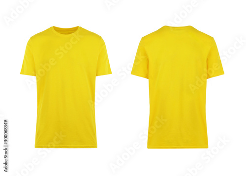 yellow t-shirt, front and back view