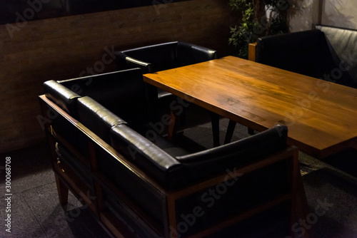 Dining tables in the Dark Corner restaurant