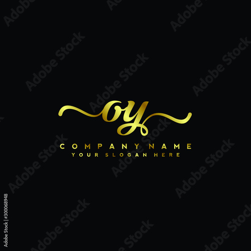 OY Letter Handwriting Vector. gold Handwriting Logo