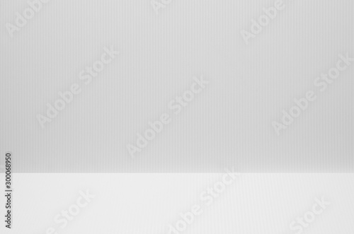 White abstract striped plastic background with perspective as empty blank showroom.