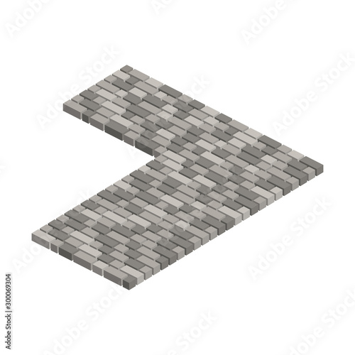 Layout example of paving slabs.Vector isometric and 3D view.
