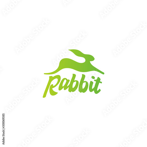 Rabbit Leaf Nature Logo design tamplate