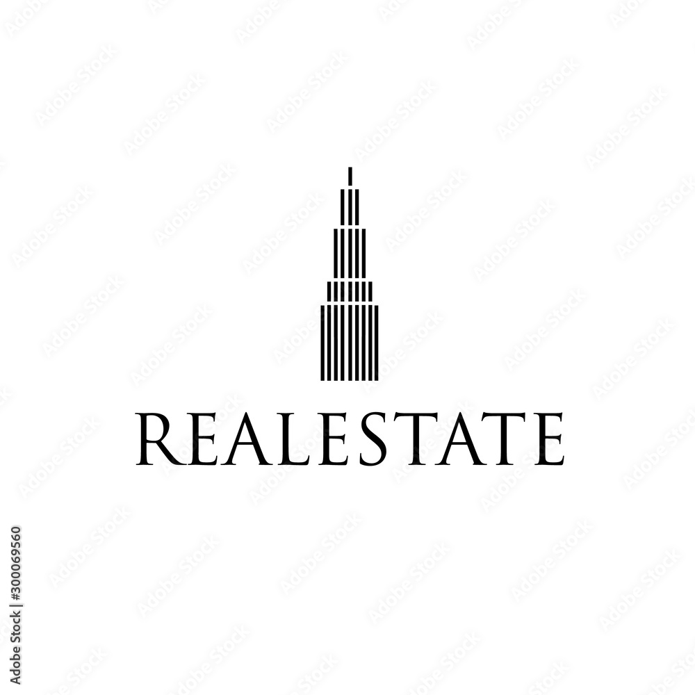 Line art Simple City Building,  / Real Estate logo design