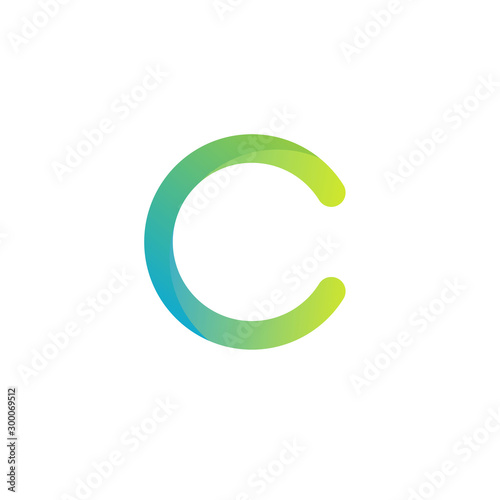 Initial uppercase letter C, curve rounded logo, gradient vibrant colorful glossy colors on white background