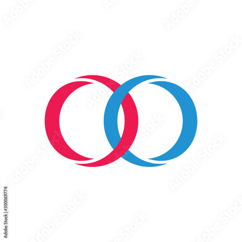 linked circle colorful object 3d logo vector