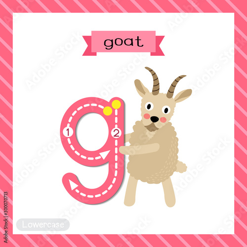 Letter G lowercase tracing. Standing Goat